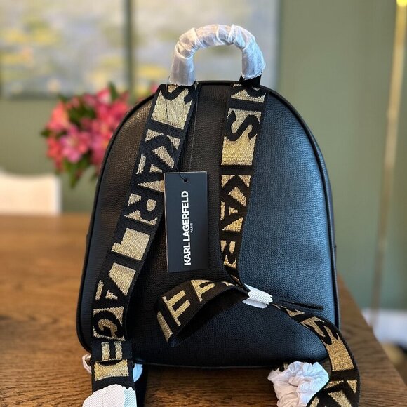 NWT! NEW! Karl Lagerfeld Maybelle Backpack Black with Gold Logo main image 10